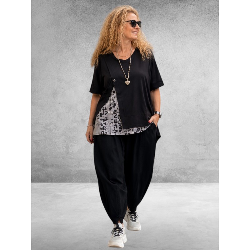 Divas Shirt Speelse Twist Zwart/Wit