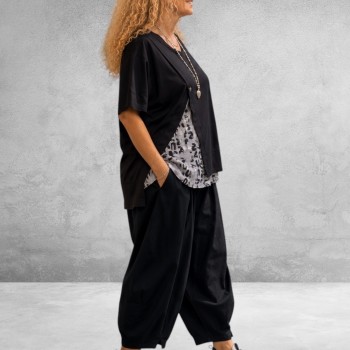 Divas Shirt Speelse Twist Zwart/Wit