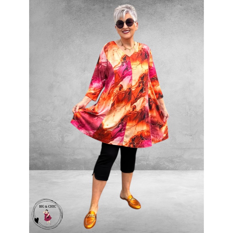 DYB Tuniek Oranje-Pink Abstract Print