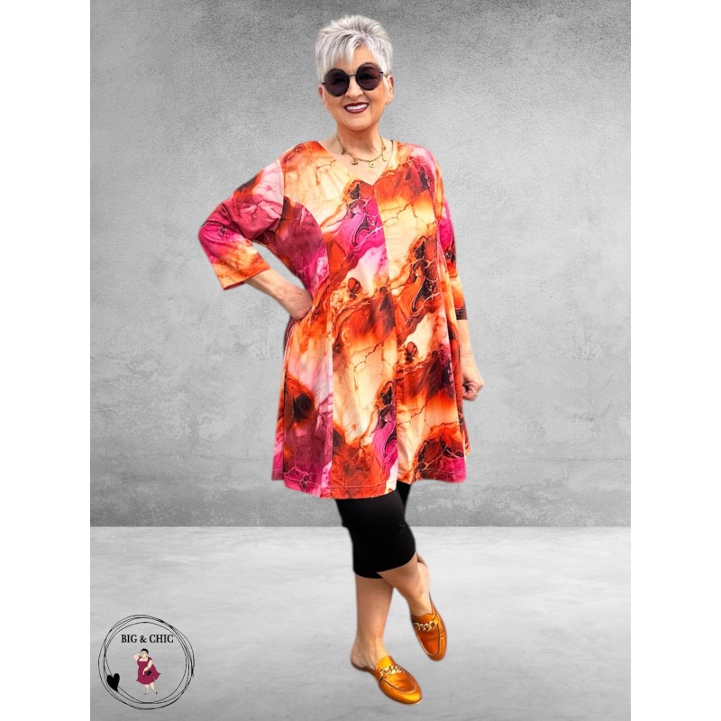 DYB Tuniek Oranje-Pink Abstract Print