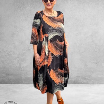 DYB Ballonjurk Graphic Print Zwart-Oranje