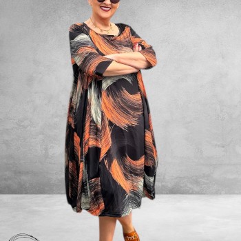 DYB Ballonjurk Graphic Print Zwart-Oranje