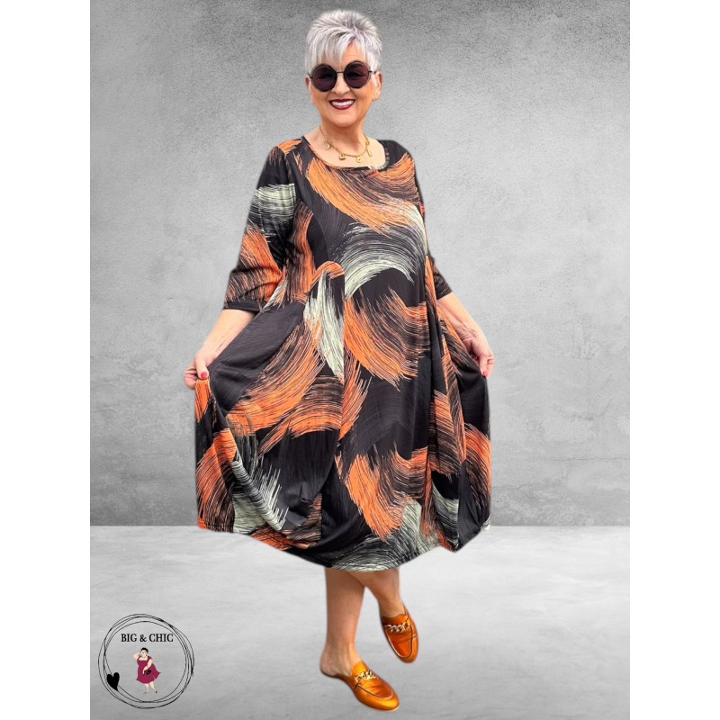 DYB Ballonjurk Graphic Print Zwart-Oranje