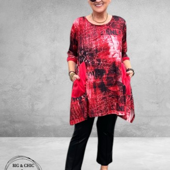 DYB Tuniek Artistiek Print Rood/Zwart