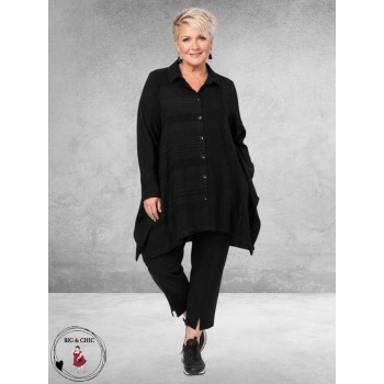 DYB Blouse A-Lijn Zwart Structur