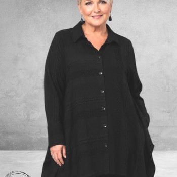 DYB Blouse A-Lijn Zwart Structur