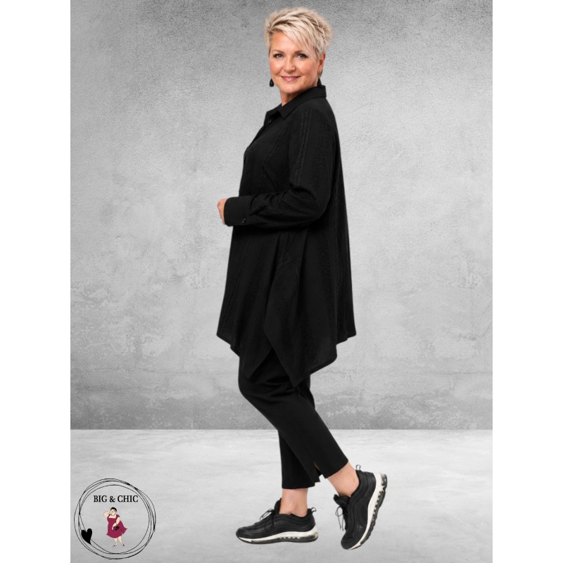 DYB Blouse A-Lijn Zwart Structur