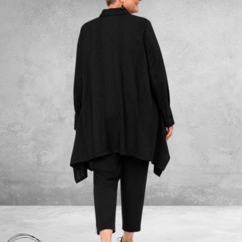 DYB Blouse A-Lijn Zwart Structur