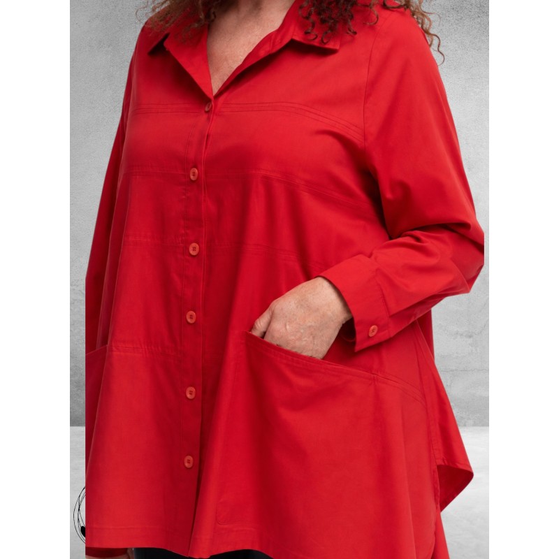 DYB Blouse A-Lijn Bengaline Rood