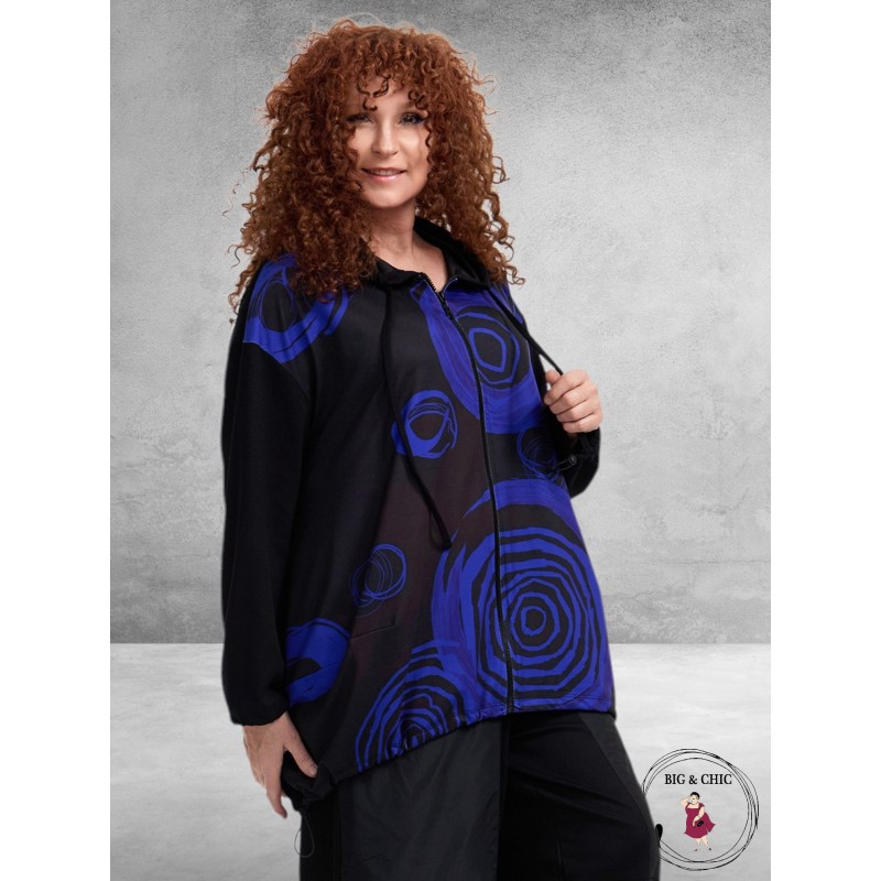 FRENZI  Jas Zwart Abstract Kobalt-Zwart