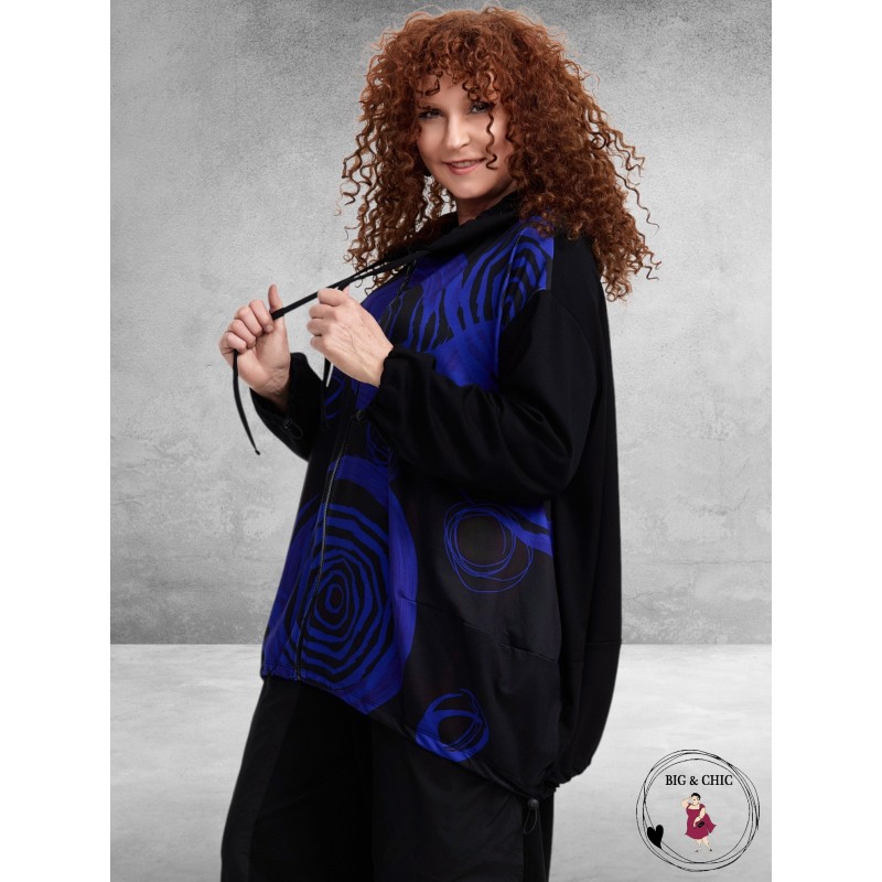 FRENZI  Jas Zwart Abstract Kobalt-Zwart