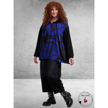 FRENZI  Jas Zwart Abstract Kobalt-Zwart