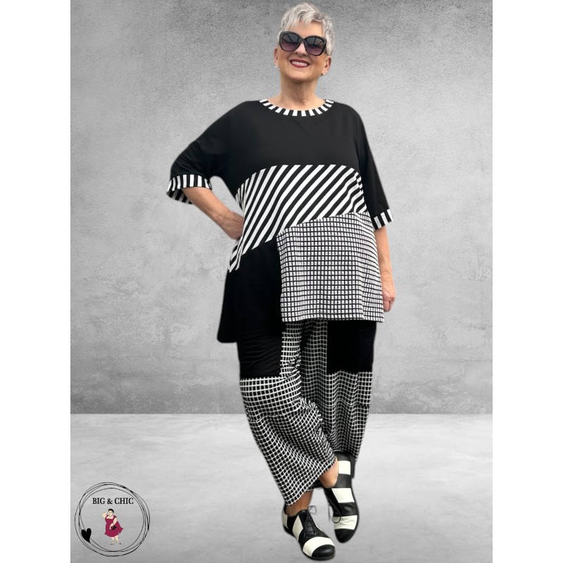 DYB Broek Wijd Zwart/Wit Blokjes