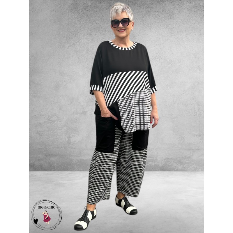 DYB Broek Wijd Zwart/Wit Blokjes