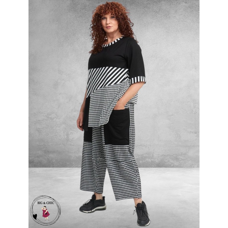 DYB Broek Wijd Zwart/Wit Blokjes