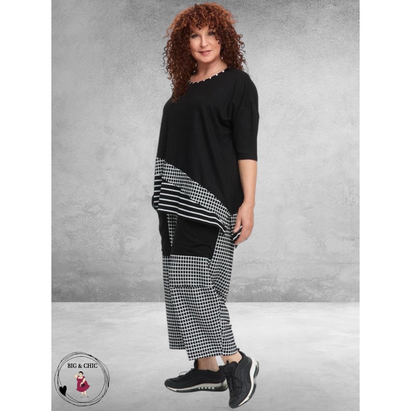 DYB Broek Wijd Zwart/Wit Blokjes