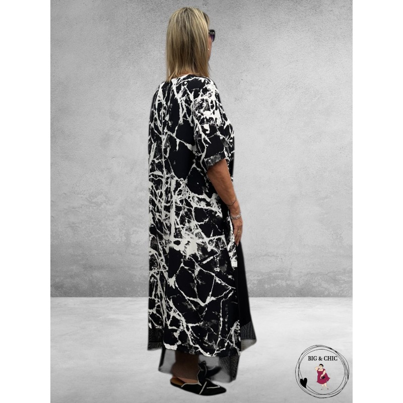 DIVAS PLANET Jurk Zwart/Wit Marmer