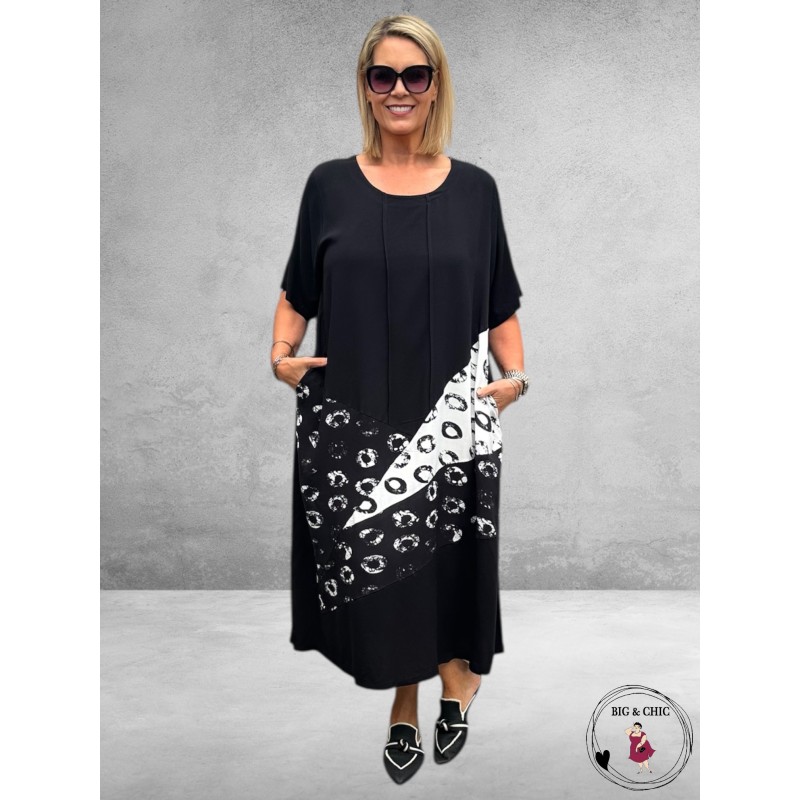 DIVAS PLANET Jurk Zwart/Wit Circel