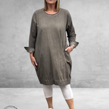 DYB Jurk Ballon Tie-Dye Taupe 