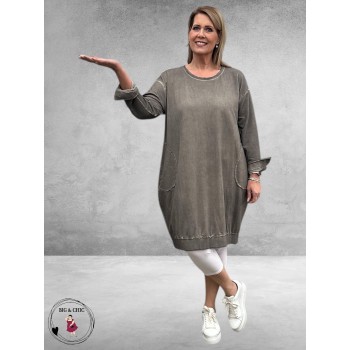 DYB Jurk Ballon Tie-Dye Taupe 