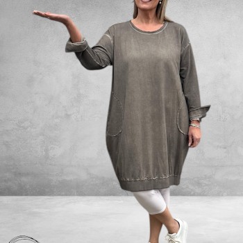 DYB Jurk Ballon Tie-Dye Taupe 