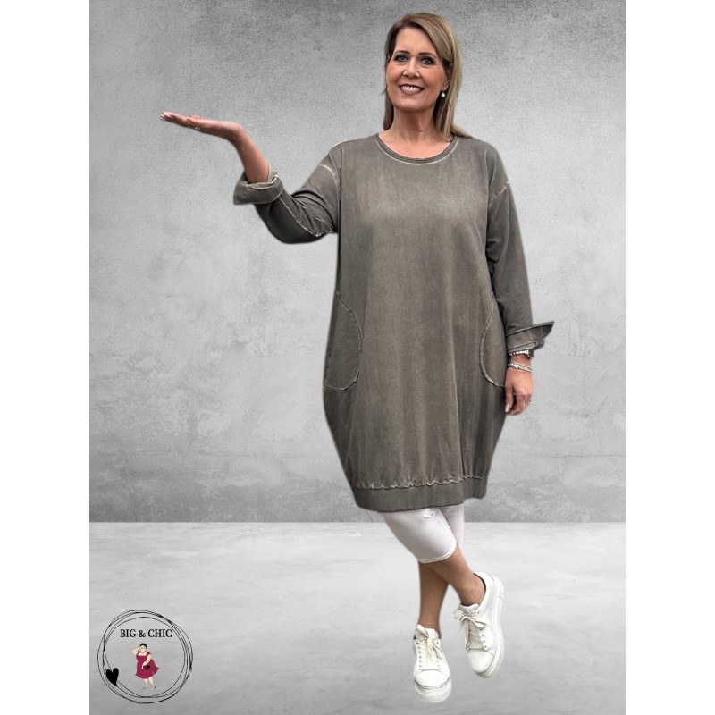 DYB Jurk Ballon Tie-Dye Taupe 