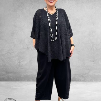 DYB Ballonbroek Zwart  Wit Mesh Cutouts