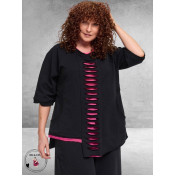 DYB Shirt Zwart Pink Mesh Cutouts