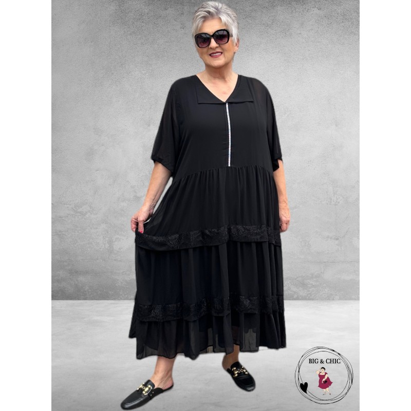 AY-SEL Strokenjurk Zwart Dubbellaags 