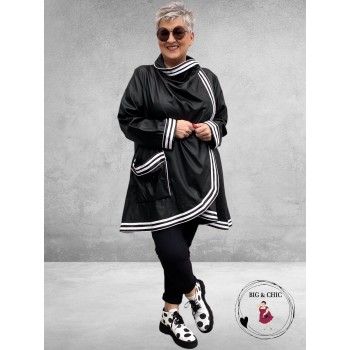 DYB Trendy Tussensjas Zwart Met Sporty Striping