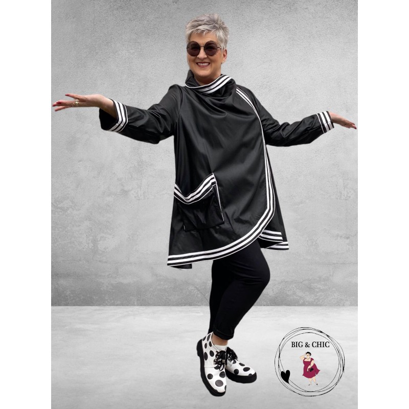 DYB Trendy Tussensjas Zwart Met Sporty Striping