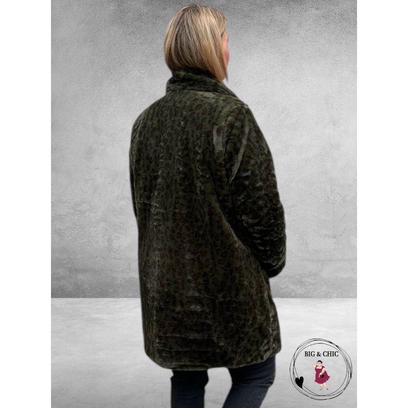 ETAGE PLUS Jas Fake Fur Groen Luipaard