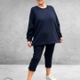 FRAPP Sweater Navy met Borduurdetail