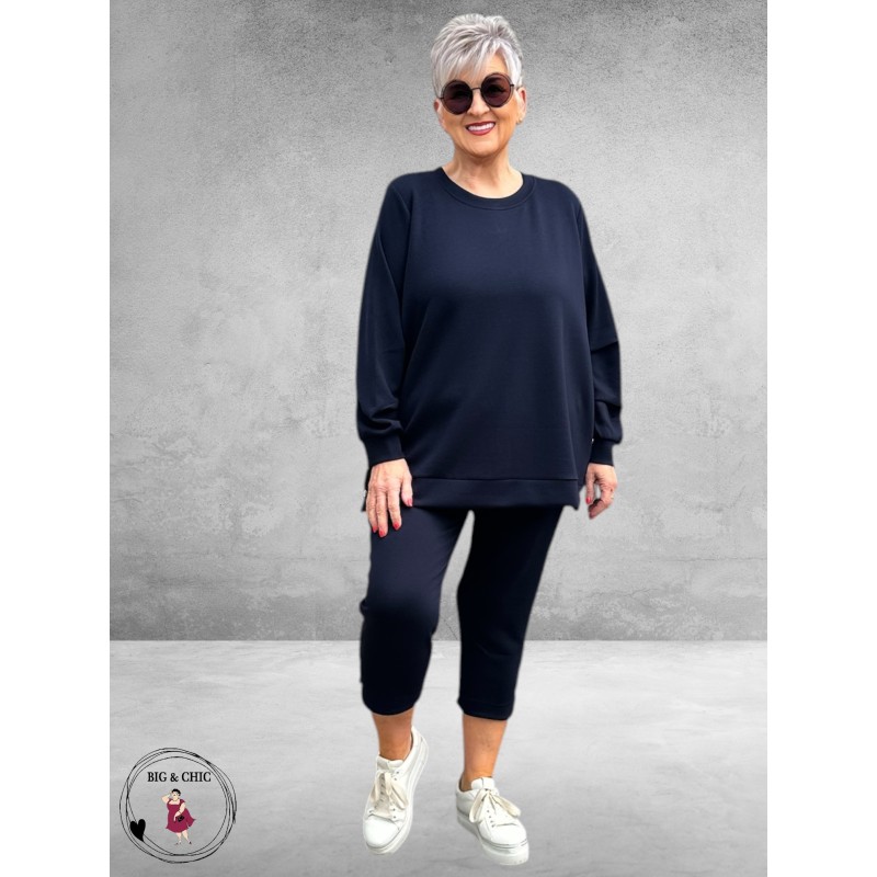 FRAPP Sweater Navy met Borduurdetail