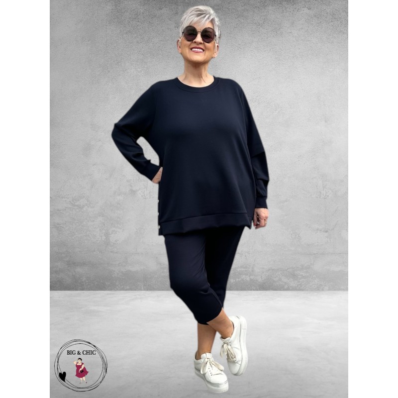 FRAPP Sweater Navy met Borduurdetail