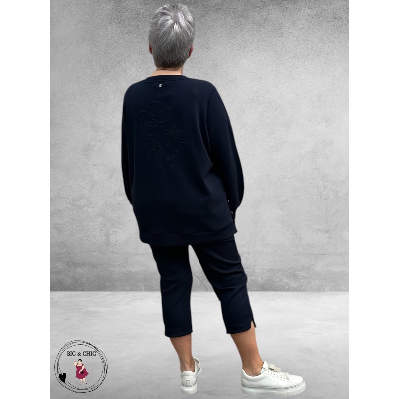 FRAPP Sweater Navy met Borduurdetail