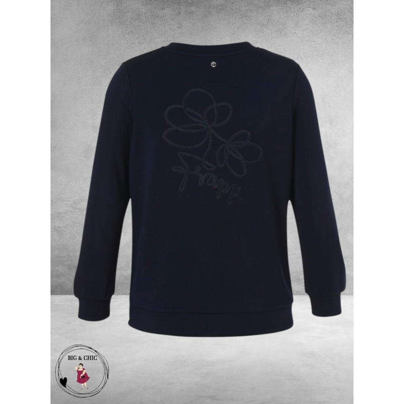 FRAPP Sweater Navy met Borduurdetail