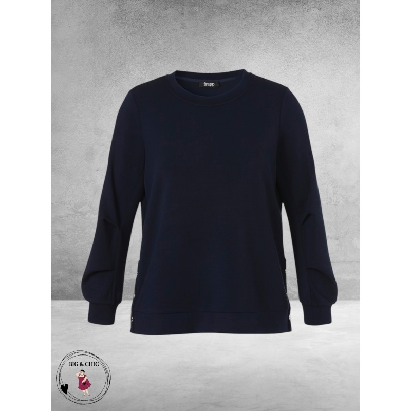 FRAPP Sweater Navy met Borduurdetail