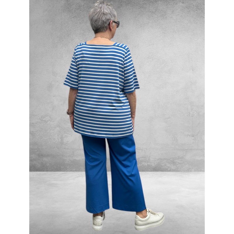 Via Appia Due Shirt Koningsblauw/Wit Gestreept