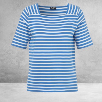 Via Appia Due Shirt Koningsblauw/Wit Gestreept