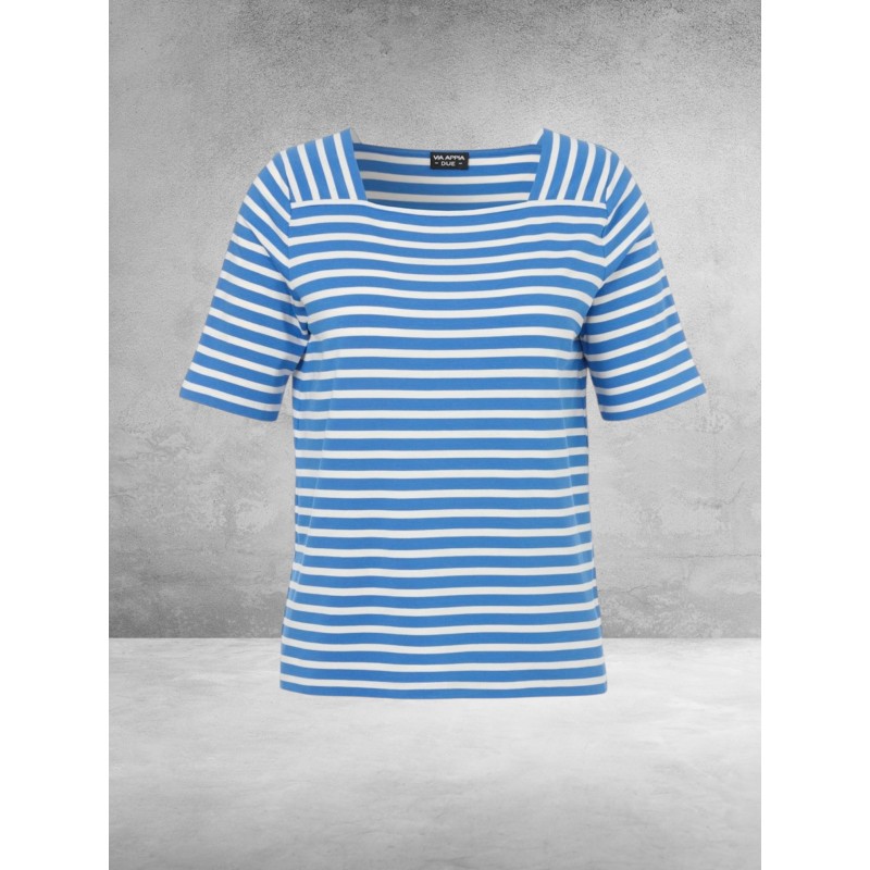 Via Appia Due Shirt Koningsblauw/Wit Gestreept