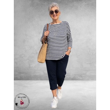 Via Appia Due Shirt Donkerblauw/Wit Gestreept