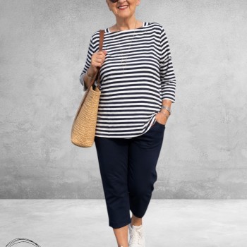 Via Appia Due Shirt Donkerblauw/Wit Gestreept