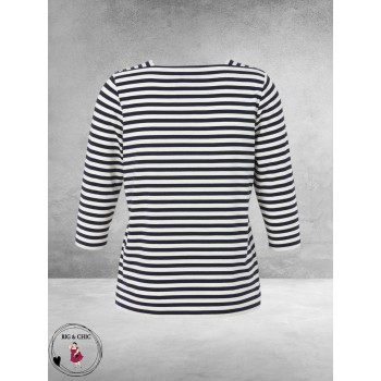 Via Appia Due Shirt Donkerblauw/Wit Gestreept
