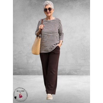Via Appia Due Shirt Bruin/Ecru  Gestreept