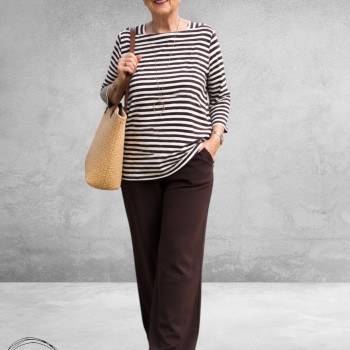 Via Appia Due Shirt Bruin/Ecru  Gestreept