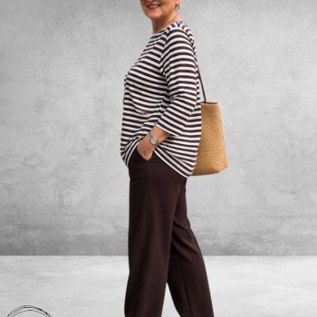 Via Appia Due Shirt Bruin/Ecru  Gestreept