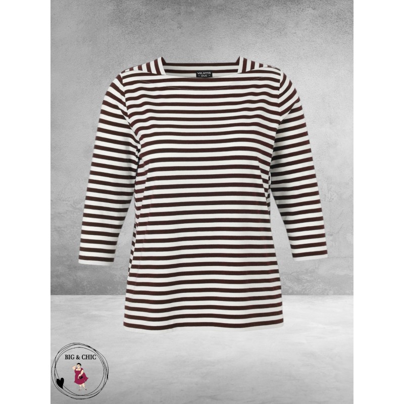 Via Appia Due Shirt Bruin/Ecru  Gestreept