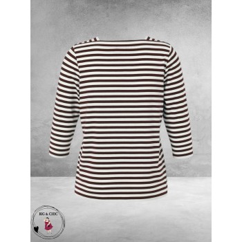 Via Appia Due Shirt Bruin/Ecru  Gestreept