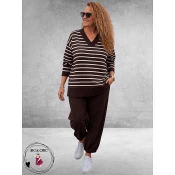 Frapp Sweater Bruin/Ecru Streep